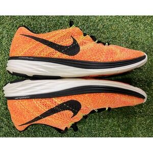Nike Flyknit Lunar 3 698182-700 Womens 8 Running Shoes Bright Mango Sneakers